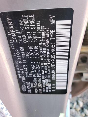 KM8JM12BX9U974051 - 2009 HYUNDAI TUCSON GLS Сріблястий фото 12