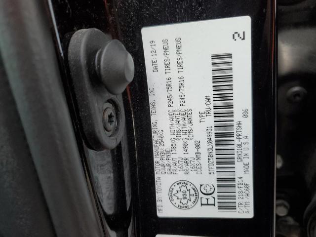 5TFDZ5BN3LX049931 - 2020 TOYOTA TACOMA DOUBLE CAB BLACK photo 12