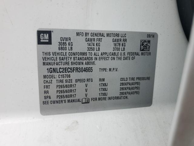 1GNLC2EC5FR304665 - 2015 CHEVROLET TAHOE POLICE WHITE photo 13