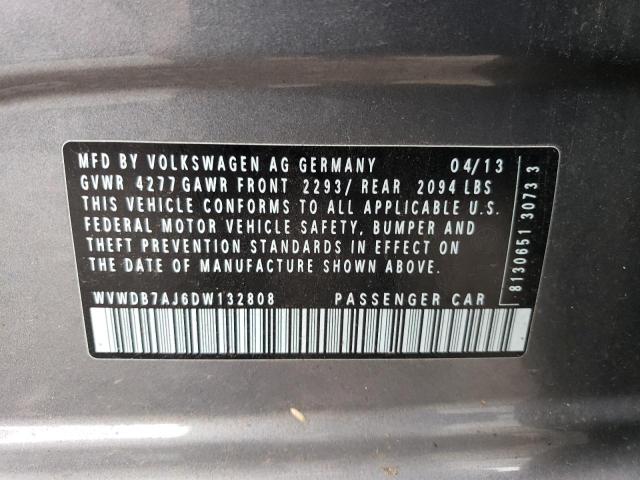 WVWDB7AJ6DW132808 - 2013 VOLKSWAGEN GOLF GRAY photo 14