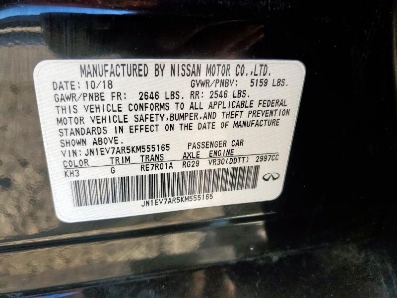 JN1EV7AR5KM555165 - 2019 INFINITI Q50 LUXE 黑色 照片 12