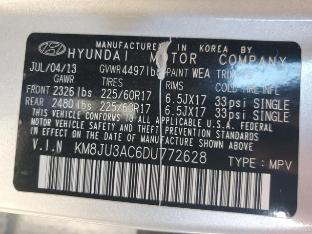 KM8JU3AC6DU772628 - 2013 HYUNDAI TUCSON GLS 银色 照片 12