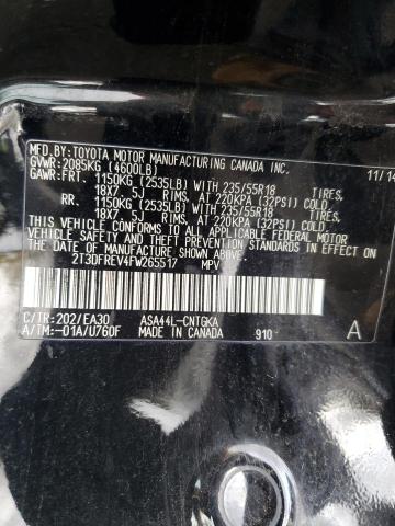 2T3DFREV4FW265517 - 2015 TOYOTA RAV4 LIMITED 黑色 照片 13