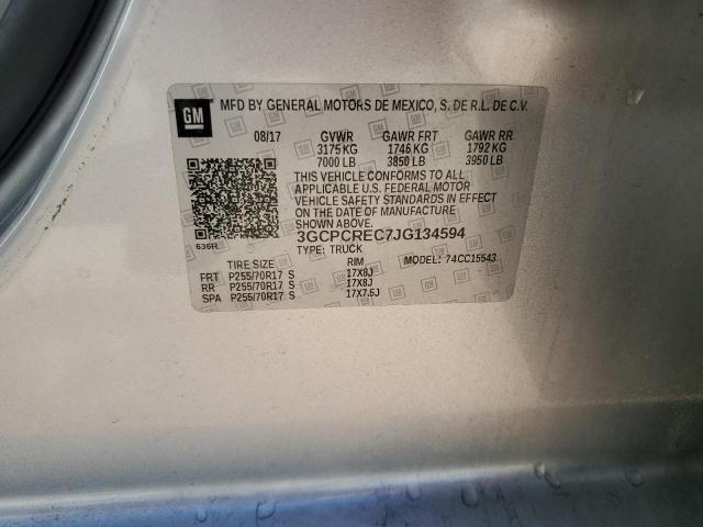 3GCPCREC7JG134594 - 2018 CHEVROLET SILVERADO C1500 LT 银色 照片 12