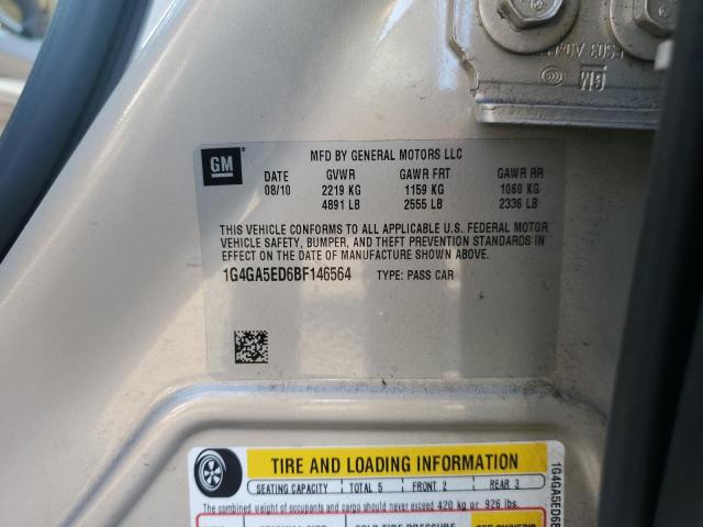 1G4GA5ED6BF146564 - 2011 BUICK LACROSSE CX Gold Foto 12