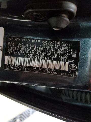 2T1BU4EE4BC636423 - 2011 TOYOTA COROLLA LE BASE CHARCOAL photo 12