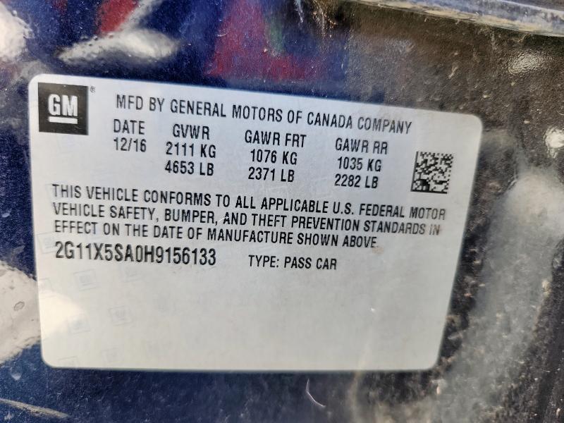 2G11X5SA0H9156133 - 2017 CHEVROLET IMPALA LS BLUE photo 13