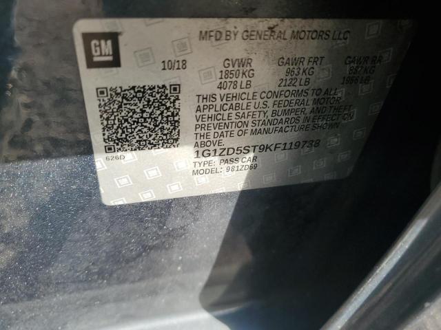 1G1ZD5ST9KF119738 - 2019 CHEVROLET MALIBU LT GRAY photo 12