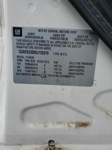 5GAEV23D99J105016 - 2009 BUICK ENCLAVE CXL WHITE photo 13