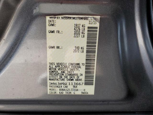 1N4AL3AP6GC113667 - 2016 NISSAN ALTIMA 2.5 GRAY photo 13