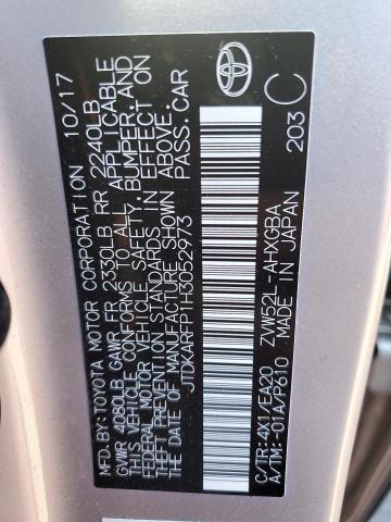 JTDKARFP1H3052973 - 2017 TOYOTA PRIUS PRIM ვერცხლისფერი ფოტო 12