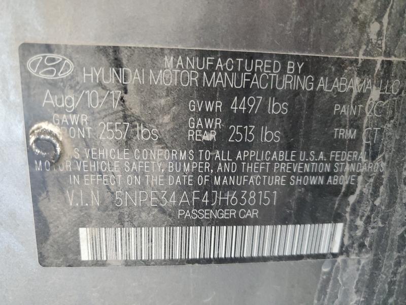 5NPE34AF4JH638151 - 2018 HYUNDAI SONATA SPORT Boz foto 12