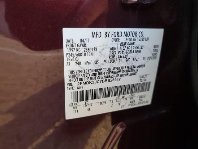 2FMDK3JC7BBB26942 - 2011 FORD EDGE SEL MAROON photo 13