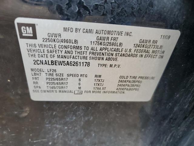 2CNALBEW5A6261178 - 2010 CHEVROLET EQUINOX LS BLACK photo 13
