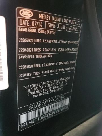 SALWR2WFXEA387805 - 2014 LAND ROVER RANGE ROVE HSE BLACK photo 13