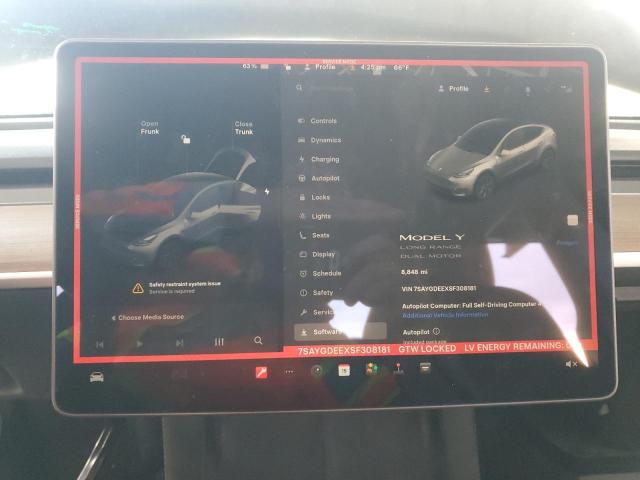 7SAYGDEEXSF308181 - 2025 TESLA MODEL Y GRAY photo 9