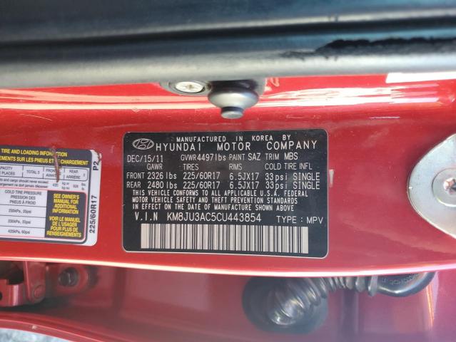 KM8JU3AC5CU443854 - 2012 HYUNDAI TUCSON GLS წითელი ფოტო 13