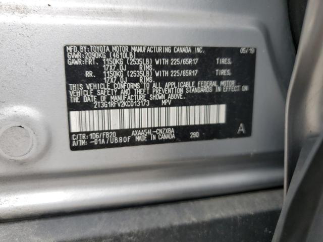 2T3G1RFV2KC013173 - 2019 TOYOTA RAV4 LE Күміс фото 13
