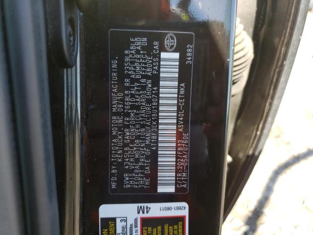 4T1BF3EK1BU180714 - 2011 TOYT CAMRY BASE Negro foto 12