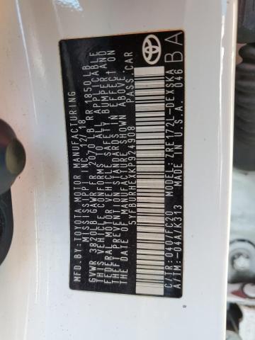 5YFBURHEXKP924908 - 2019 TOYOTA COROLLA L WHITE photo 13