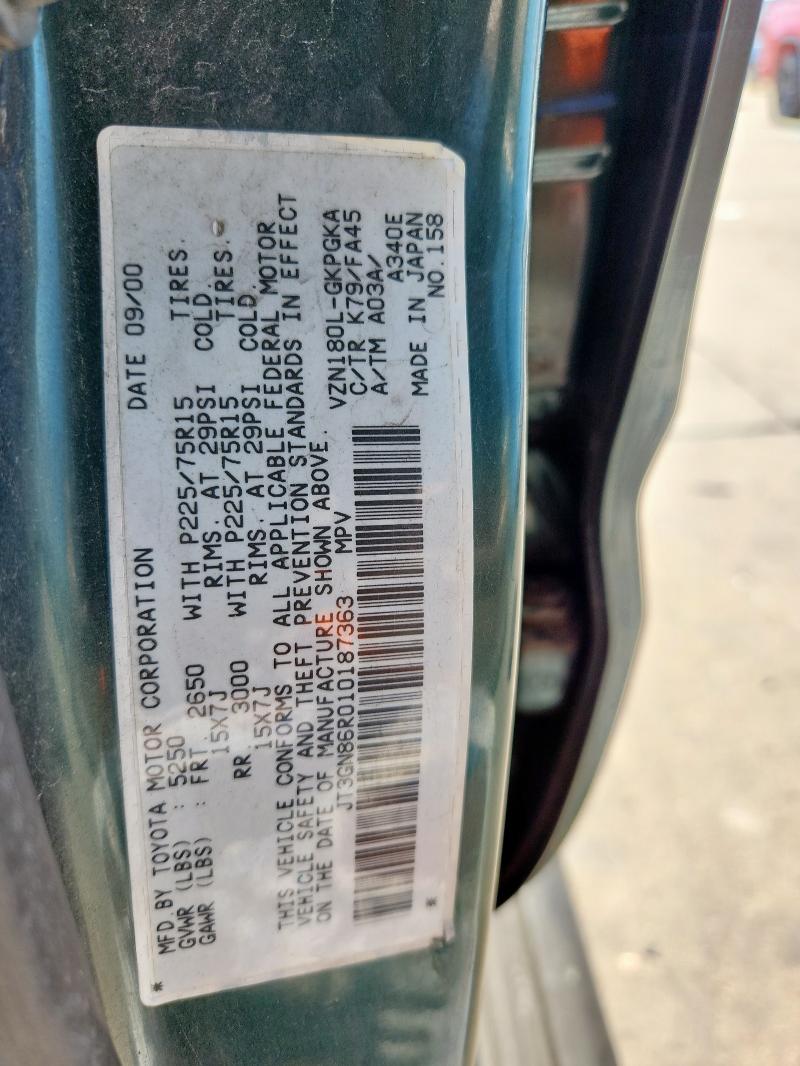 JT3GN86R010187363 - 2001 TOYOTA 4RUNNER SR5 Жасыл фото 13