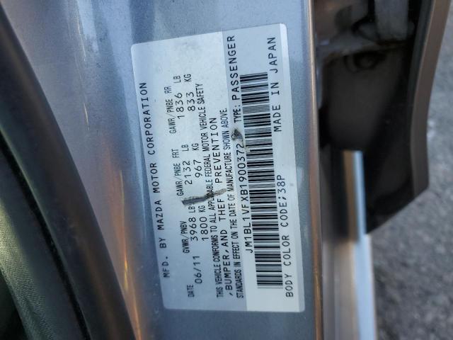 JM1BL1VFXB1900372 - 2011 MAZDA 3 I GRAY photo 12