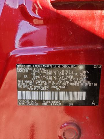 2T3DFREV7DW026461 - 2013 TOYOTA RAV4 LIMITED 红色 照片 14