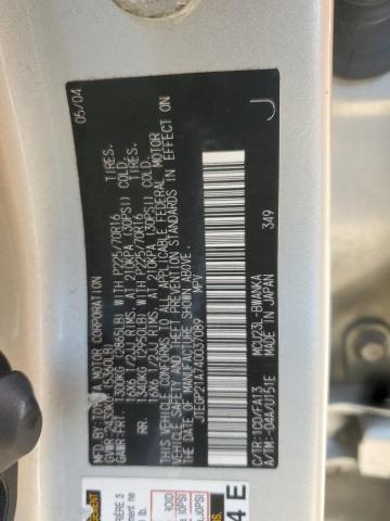 JTEGP21A740037089 - 2004 TOYOTA HIGHLANDER BASE SILVER photo 12