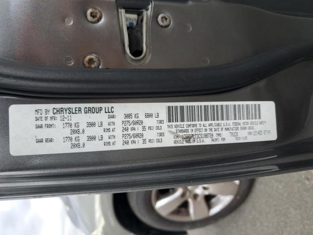 1C6RD7LT3CS188720 - 2012 DODGE RAM 1500 SLT Grau Foto 12