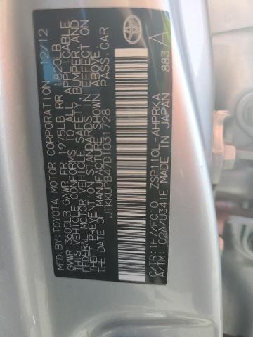 JTKKUPB47D1031728 - 2013 TOYOTA SCION XD SILVER photo 12