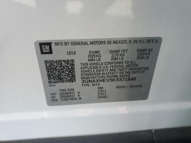 3GNAXHEV5KS571649 - 2019 CHEVROLET EQUINOX LS 白色 照片 14