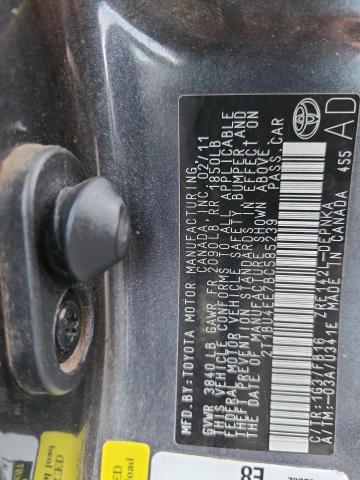 2T1BU4EE7BC585239 - 2011 TOYOTA COROLLA BASE CHARCOAL photo 12