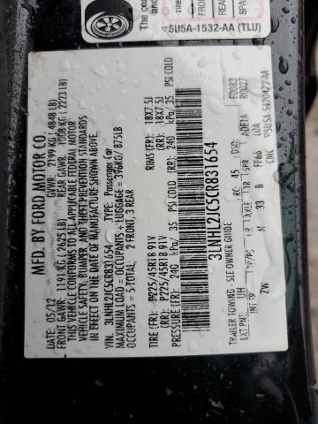 3LNHL2JC5CR831654 - 2012 LINCOLN MKZ BLACK photo 12