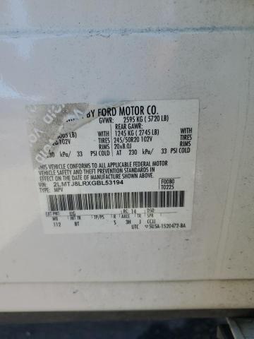 2LMTJ8LRXGBL53194 - 2016 LINCOLN MKX RESERVE Սպիտակ լուսանկար 12