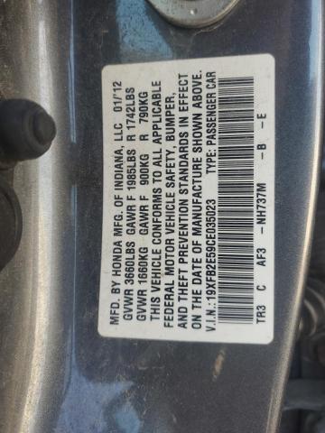 19XFB2E59CE035023 - 2012 HONDA CIVIC LX GRAY photo 12