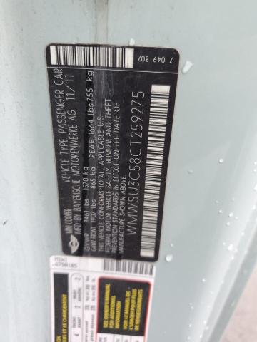WMWSU3C58CT259275 - 2012 MINI COOPER TEAL photo 12