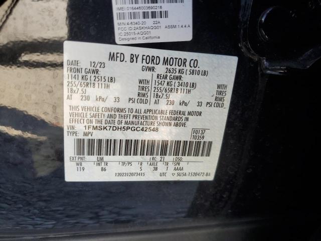 1FMSK7DH5PGC42548 - 2023 FORD EXPLORER XLT Սև լուսանկար 14