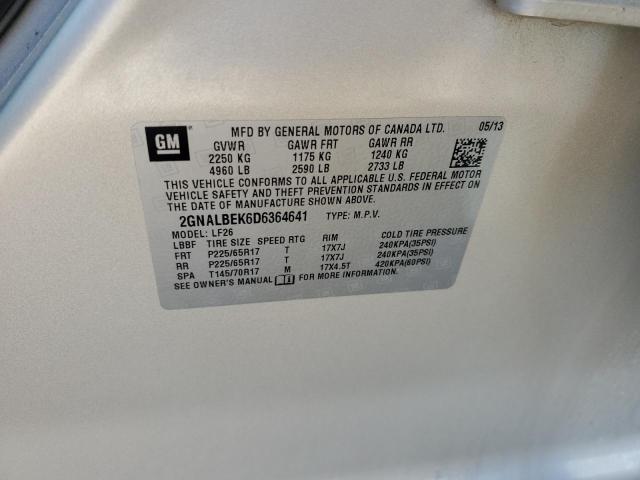 2GNALBEK6D6364641 - 2013 CHEVROLET EQUINOX LS Or photo 13