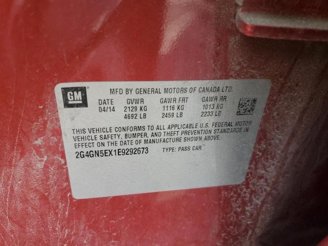 2G4GN5EX1E9292673 - 2014 BUICK REGAL PREMIUM RED photo 12