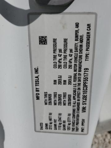 5YJ3E1EC3PF551719 - 2023 TESLA MODEL 3 Ақ фото 12