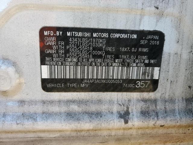 JA4AP3AUXKU005053 - 2019 MITSUBISHI OUTLANDER ES 白色 照片 13
