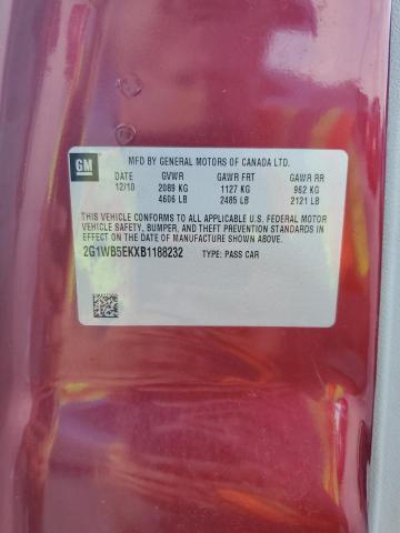 2G1WB5EKXB1188232 - 2011 CHEVROLET IMPALA LT أحمر صورة 12