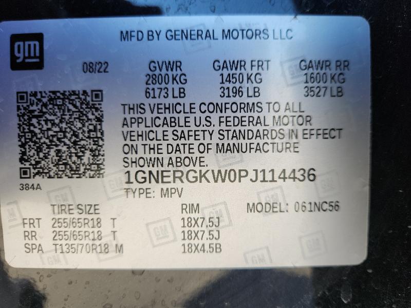 1GNERGKW0PJ114436 - 2023 CHEVROLET TRAVERSE LT BLACK photo 14