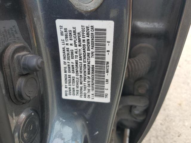 19XFB2F90CE358894 - 2012 HONDA CIVIC EXL ვერცხლისფერი ფოტო 12