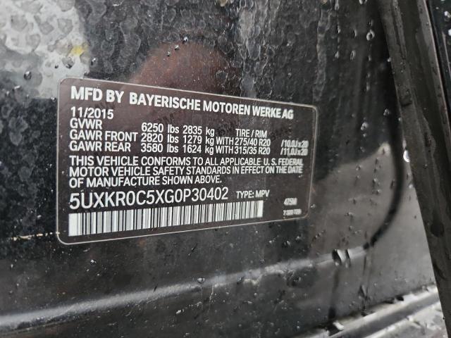 5UXKR0C5XG0P30402 - 2016 BMW X5 XDRIVE35I შავი ფოტო 12