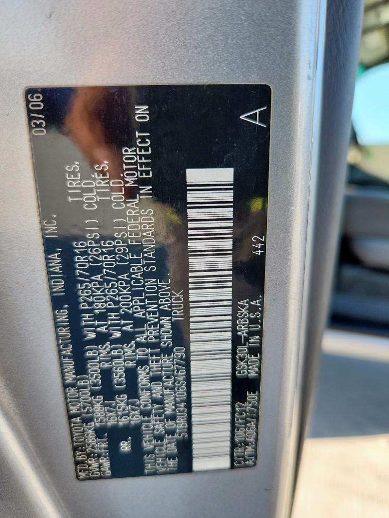 5TBRU34106S467790 - 2006 TOYOTA TUNDRA ACCESS CAB SR5 SILVER photo 12