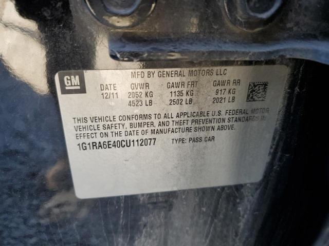 1G1RA6E40CU112077 - 2012 CHEVROLET VOLT შავი ფოტო 12