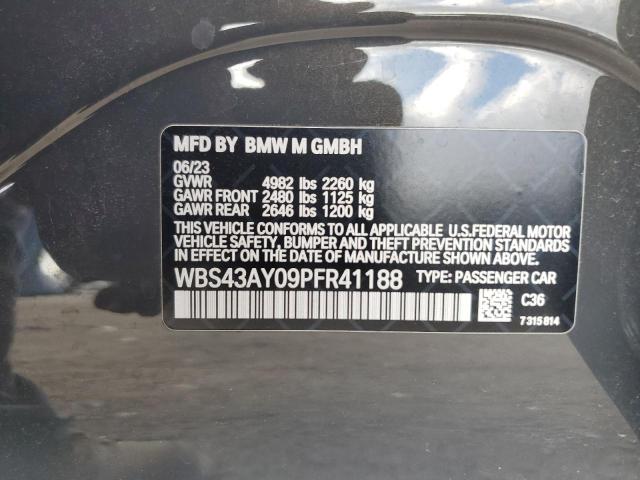 WBS43AY09PFR41188 - 2023 BMW M3 COMPETITION GRAY photo 12