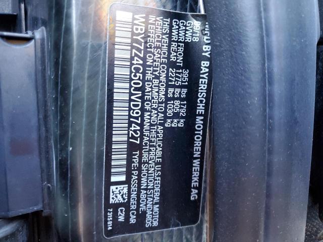 WBY7Z4C50JVD97427 - 2018 BMW I3 REX შავი ფოტო 12