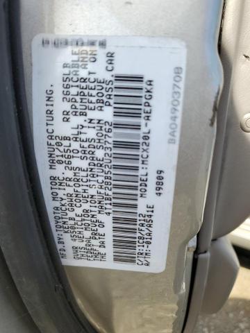 4T1BF28B52U237762 - 2002 TOYOTA AVALON XL SILVER photo 12